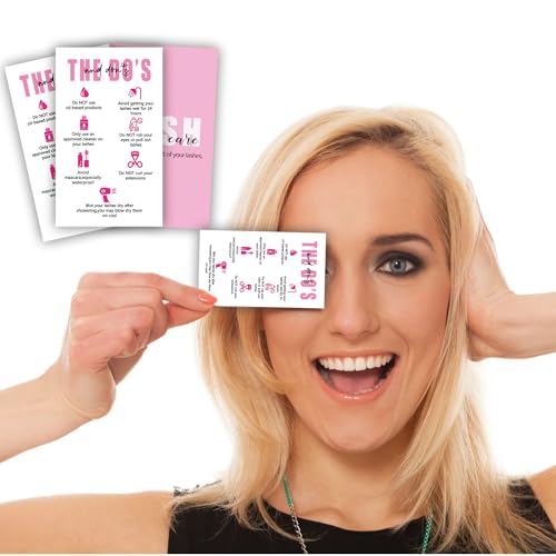 Lash Instructions Cards,Lash Extension Aftercare Instructions Cards 50 Pack Eyelash After Care Card for Business,Client Double Sided 3.5 x 2 inch-Pink