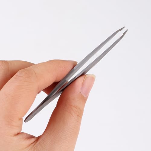 Stainless Steel Slant & Pointed Tip Tweezers Set - 2 Pack