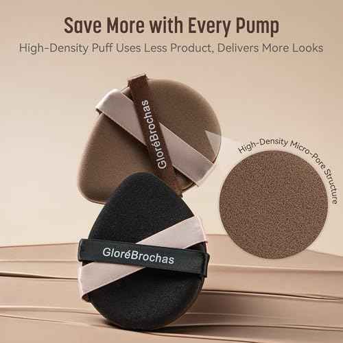 Makeup Sponge Set, Glor?Brochas 4PCS Micro Porous Foundation Sponge, Latex-Free PU Makeup Puff, Low Absorption 3.2 Inch Soft Dual-Sided Foundation Puff, Individually Wrapped