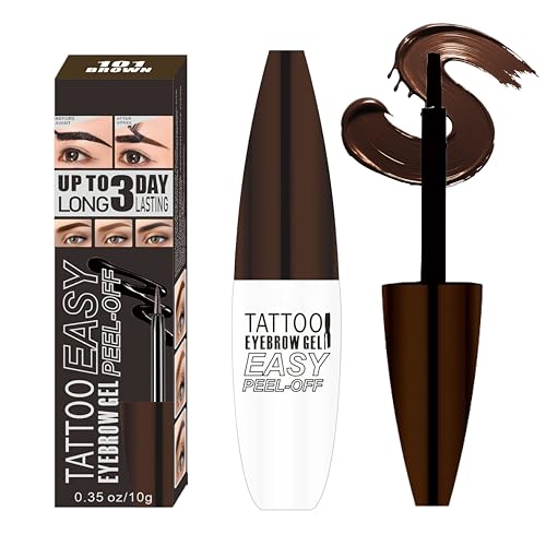Tattoo Easy Peel Off Eyebrow Gel Brown Eyebrow Tattoo Peel Off Brow Color for Women Easy to Use Last up to 3 Days Waterproof & Transfer-proof (101-Brown)