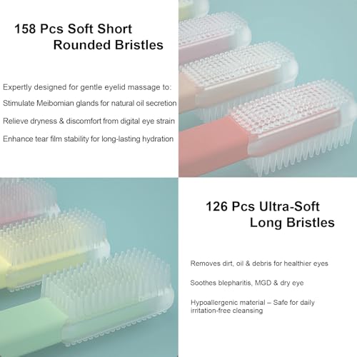 Soft Silicone Eyelid Cleansing Brush for Blepharitis & Dry Eye Relief (5 Pack)