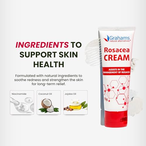 Grahams Natural Rosacea Treatment for Face Redness Moisturizer - Clinically Proven Anti Redness Face Cream to Soothe & Reduce Flare Ups - Natural, Hypoallergenic, Steroid-Free (2.64 fl oz)