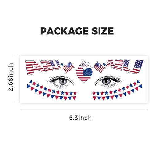Fourth of July Temporary Tattoos - 10 Sheets Waterproof Face Eye Tattoos