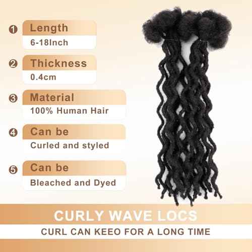 30-Strand Pack of 6'' Curly Dreadlock Extensions ? Handmade from 100% Human Hair, Afro Kinky Wavy Texture, 0.6cm Thick Micro Locs for Realistic Style