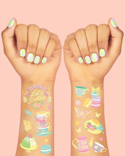 xo, Fetti Tea Party Temporary Tattoos - 48 Glitter Designs