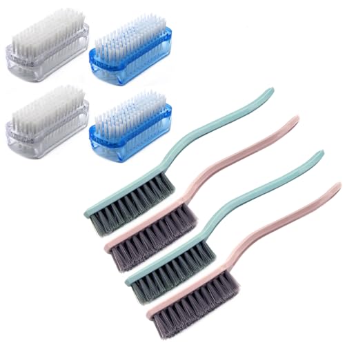 Handle Grip Foot Brush Two Sided Nail Brush Fingernail Scrub Brush Hand Cleaning Brushes Soft Stiff Bristles Nails Toes Scrubber for Men Women Kids,8 PCS