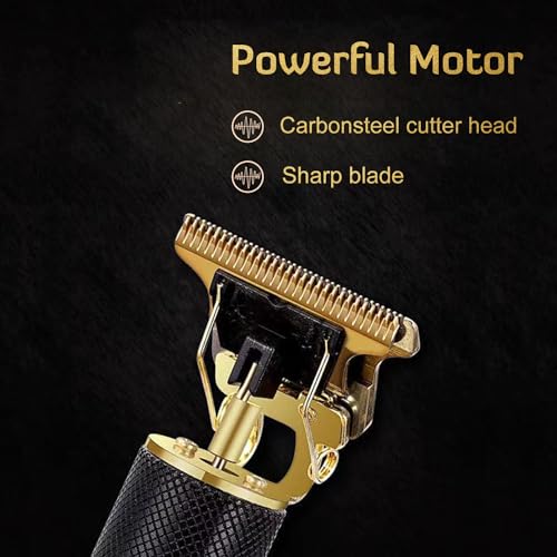 Professional Cordless Hair Clipper and Trimmer for Men, T Blade Zero Gapped Rechargeable Beard Shaver, Hair Cutting Kit With Ear Spoon Tool Set, Black