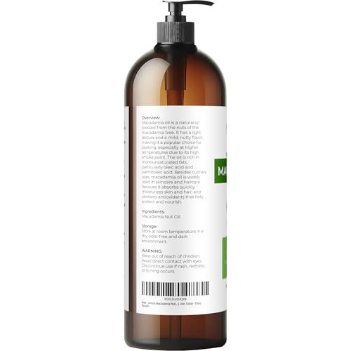 velona Macadamia Nut Oil 32 Fl Oz | 100% Pure and Natural Carrier Oil | Refined | Cooking, Skin, Hair, Body & Face Moisturizing | Use Today - Enjoy Results