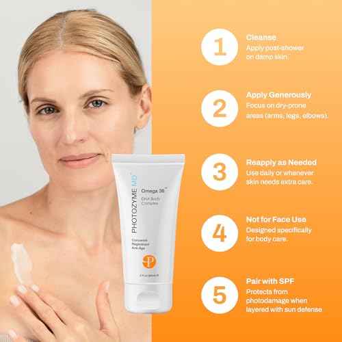 Photozyme Omega 36 Body Complex ? Anti-Aging Body Cream with Omega 3,6, Ceramides & DNA Repair Enzymes ? Hydrating, Firming, Nourishing, Fragrance Free, Unscented ? 2 fl oz