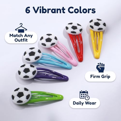 Soccer Hair Accessories Kit for Girls with Gift Box - 10 Pieces Including Headbands, Clips & Mirror