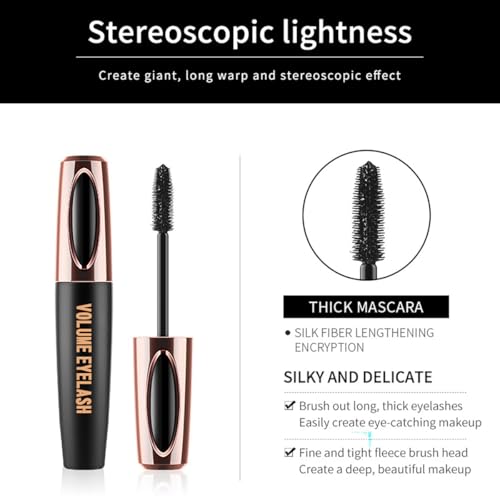 4D Silk Fiber Lash Mascara Waterproof Smudge-Proof (4 Pack)
