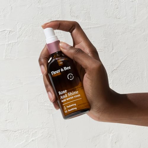 Rosewater Toner | 100% Vegan & Cruelty Free | Hydrating Rose Water Spray Mist | Alcohol Free | Refreshing Facial Toner for All Skin Types | Rose and Shine by Fleur & Bee - 3.4 fl oz