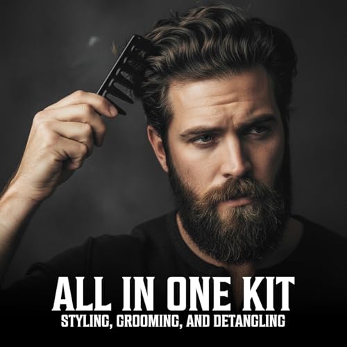 Viking Revolution 6-Piece Hair Comb Set for Men - Durable Styling Tools