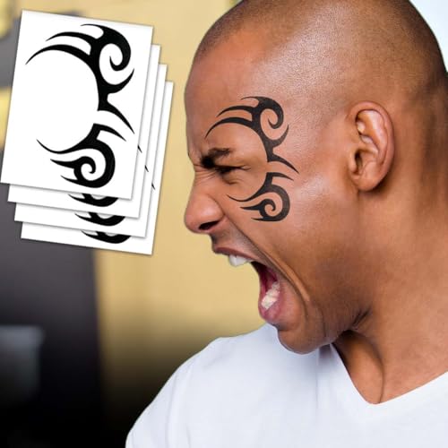 Tribal Face Temporary Tattoos - Pack of 4 + 2 Bonus