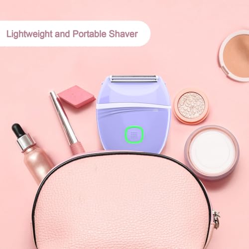Women Electric Shaver & Bikini Trimmer - Rechargeable Waterproof Razor for Legs Face & Underarms - Purple