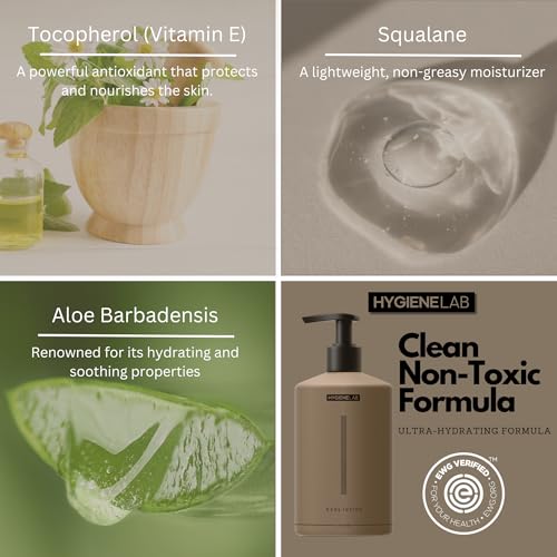 HygieneLab Body Lotion for Men ? EWG Verified, Ultra Hydrating, Non-Toxic, Fast-Absorbing, Fragrance-Free, Unscented, Paraben-Free, Sulfate-Free, Daily body lotion for Dry Skin & Sensitive Skin, 12oz