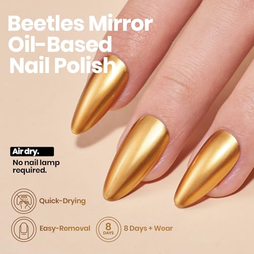 Beetles Gold Chrome Nail Polish - Quick Dry Metallic Finish 15ML