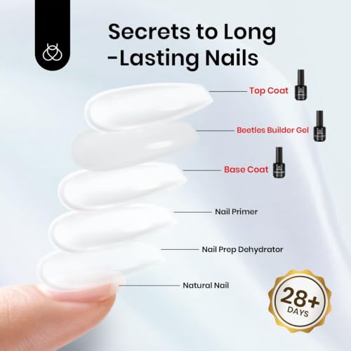 Beetles Builder Nail Gel & Top Coat Set - White Gel, 3 Pieces, 15ml L-White-3