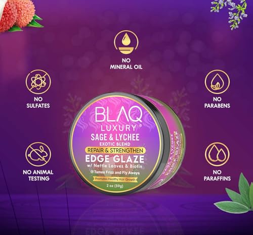 Blaq Luxury Sage & Lychee Edge Glaze - 2oz Soft Hold Styling Lotion