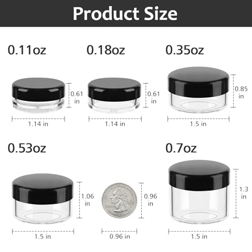 Travel Makeup Containers Set with 10 Mini Jars & 5 Spatulas - 2 Colors