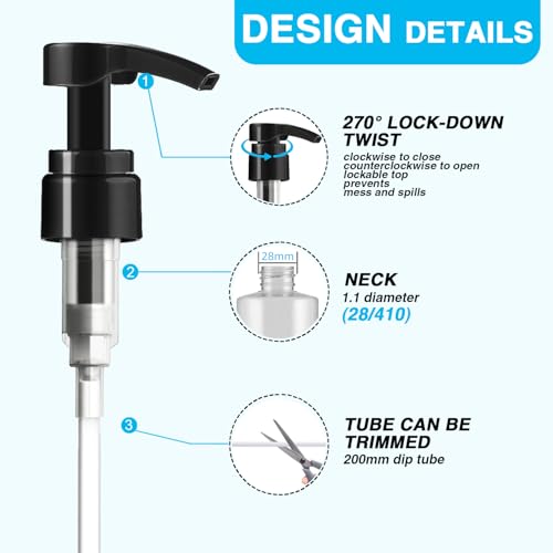 4-Pack Shampoo Pump Dispenser for 28mm/1.1" Bottles