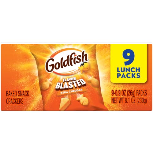 Goldfish Flavor Blasted Xtra Cheddar Cheese Crackers 0.9 oz Pack of 9 - On-the-Go Snack
