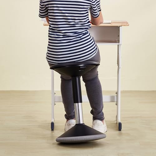 VEVOR Adjustable Wobble Chair for Kids, Height 15.7-21.7 in, Black, Flexible Seating Stool for School & Office, Age 12-18