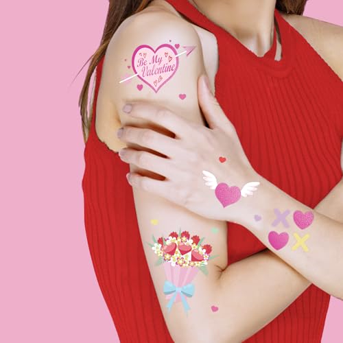Valentine's Day Temporary Tattoos - 68 Styles Hot Pink Foil