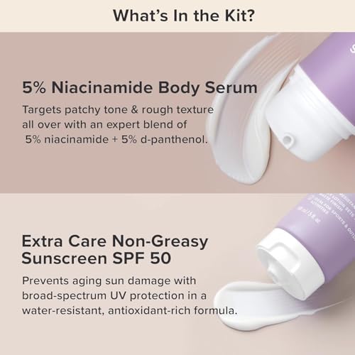 Paula's Choice 5% Niacinamide Body Serum Treatment + Extra Care Non Greasy Oil-Free Water-Resistant Body Sunscreen SPF 50, All Skin Types Including Acne-Prone, Fragrance-Free, Set of 2