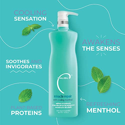 Malibu C Miracle Repair Reconstructor - Nourishing Hair Treatment for Weak, Damaged Strands - Flax Protein & Vitamin B5 for Moisture