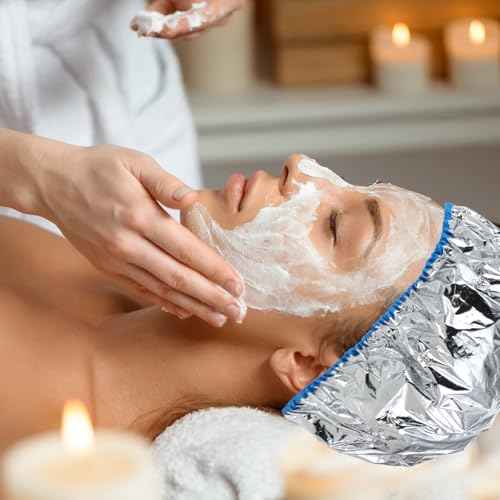 2 Pcs Heat Cap for Deep Conditioning Hair Cap for Oil Treatment Double Layer Aluminum Foil Heat Cap Reusable Steam Cap Processing Caps Shower Cap for Long Thick Hair Dyeing Home Salon Black Blue