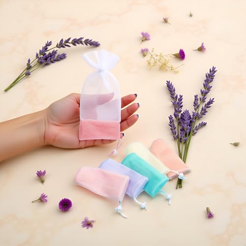 6 Pack Exfoliating Mesh Soap Pouches for Body & Facial Cleansing