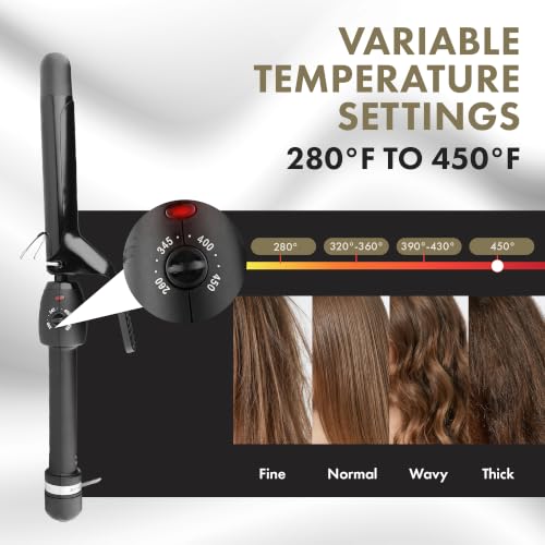 StyleCraft Stay-Temp Black Gold Professional Curling Iron with Thumb