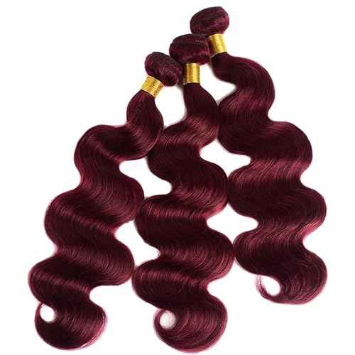 Burgundy Bundles Body Wave Human Hair Bundles 24 26 28 Inch #99J Bundles Human Hair Extension Wine Red Unprocessed Virgin Hiar 3 Bundles 300g Total For Women