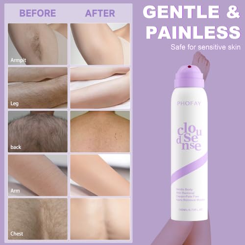 PHOFAY Painless Hair Removal Spray for Body & Face - Fast-Acting & Gentle