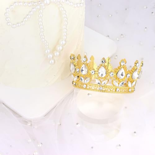 YARIEW Gold Crown Flower Tiara with Rhinestones for Weddings & Parties