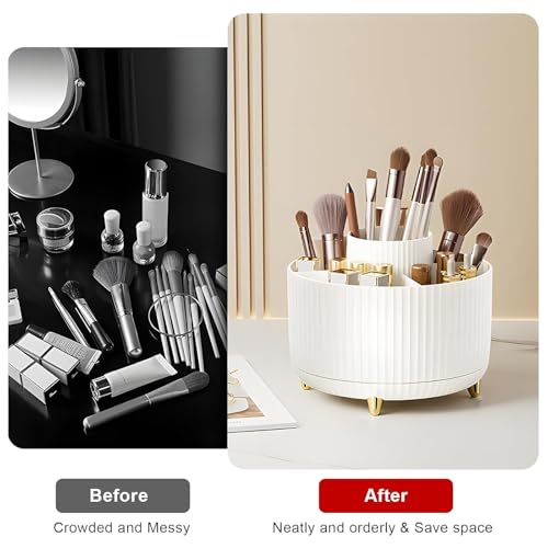 360° Rotating Makeup Brush Holder Organizer - 5 Compartments