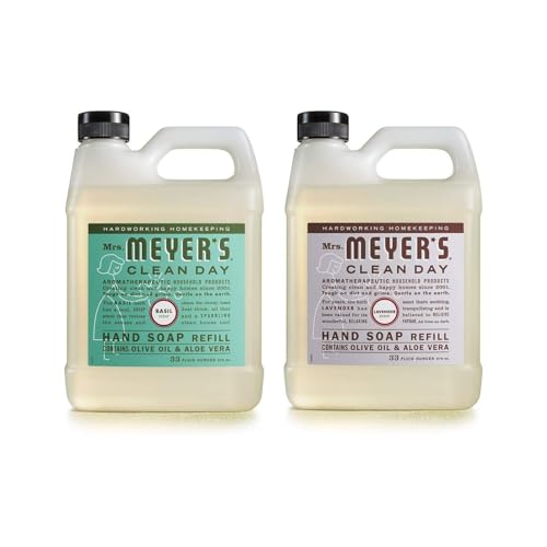 Mrs. Meyer's Liquid Hand Soap Refill, 1 Basil, 1 Lavender, 2 CT(Variety Pack)