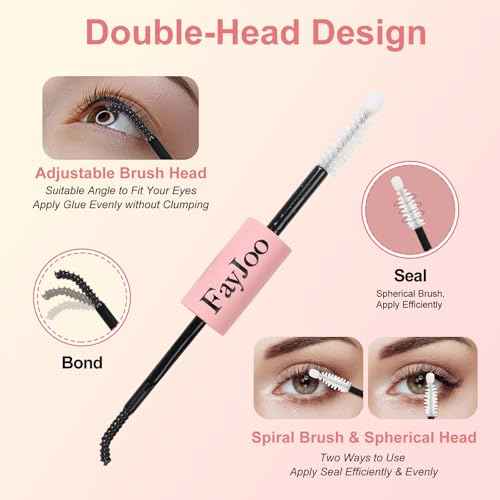 FayJoo Eyelash Adhesive Long Lasting Up to 5 Days, Strong & Flexible Hold Glue for Eyelash Extensions, Hypoallergenic Mild, Waterproof & Quick-Dry, 2 in 1 Bond & Seal for Lash Cluster(5ml+5ml), Black