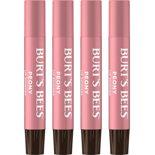 Burt's Bees Lip Shimmer Peony 4-Pack, Tinted Lip Balm