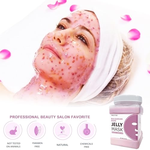 YMEYFAN Jelly Mask for Facial Professional - Bulgarian Rose Smooth Face Mask Skin Care, Hydrated Nourished Hydro Jelly Mask Powder, Gel Peel Off Mask for DIY Spa Salon, 17.6Fl Oz