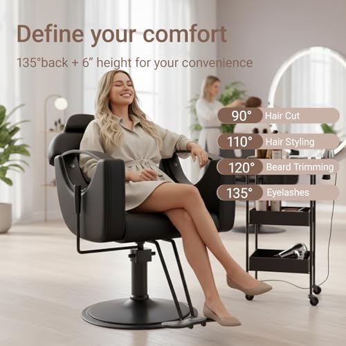 Professional Hydraulic Barber Chair with Reclining Back