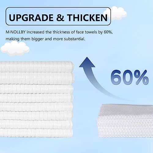 M¡¤NOLLBY Disposable Face Towel Makeup Remover, Biodegradable Clean Large 11 * 12inches XL Extra Soft Thick Washcloths Facial Towels, Bathroom Essentials, Sensitive Skin Care 50Count