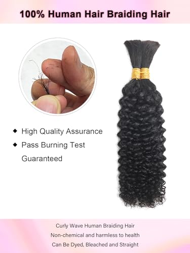 100% Human Braiding Hair for Boho Braids - Curly Bulk 100g