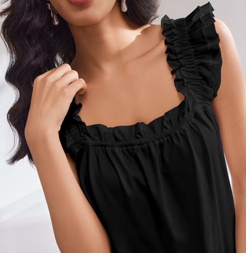 Ekouaer Women's 2-Piece Ruffle Pajama Set Soft Tank Top & Shorts
