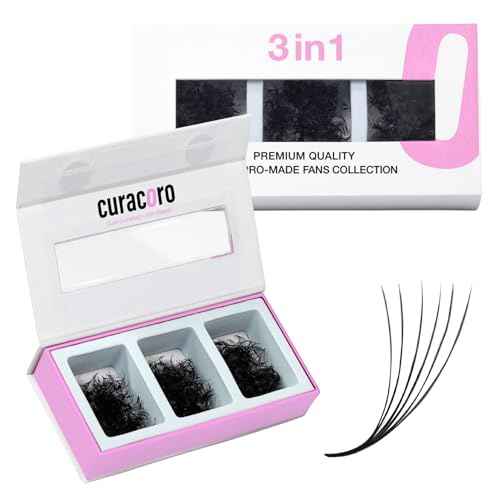 Curacoro Promade Mix 750 Fans - Handmade Volume Eyelashes, Multi Selections From 5D To 12D, C CC D Curl, Thickness 0.03~0.1 mm, 9-18mm Length, Long Lasting & Easy Application (12D 0.03 D, 11-12-13mm)