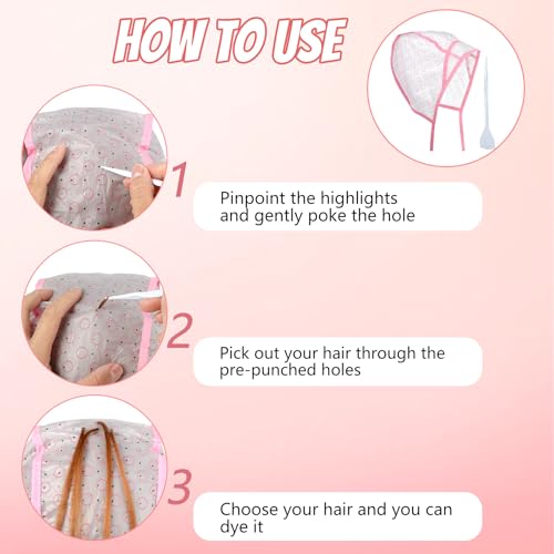 Hair Highlighting Kit with 12 Caps & Tools for DIY Color