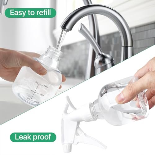24 Pcs Empty Plastic Mini Spray Bottles 8oz, Adjustable Nozzle, Refillable for Hair, Plant, Kitchen, Bath, White