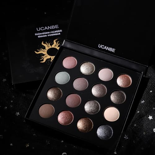 UCANBE Baked Eyeshadow Palette - 16 Highly Pigmented Shades