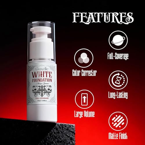 White Liquid Foundation - Waterproof Full Coverage Face Makeup for Cosplay & Daily Use